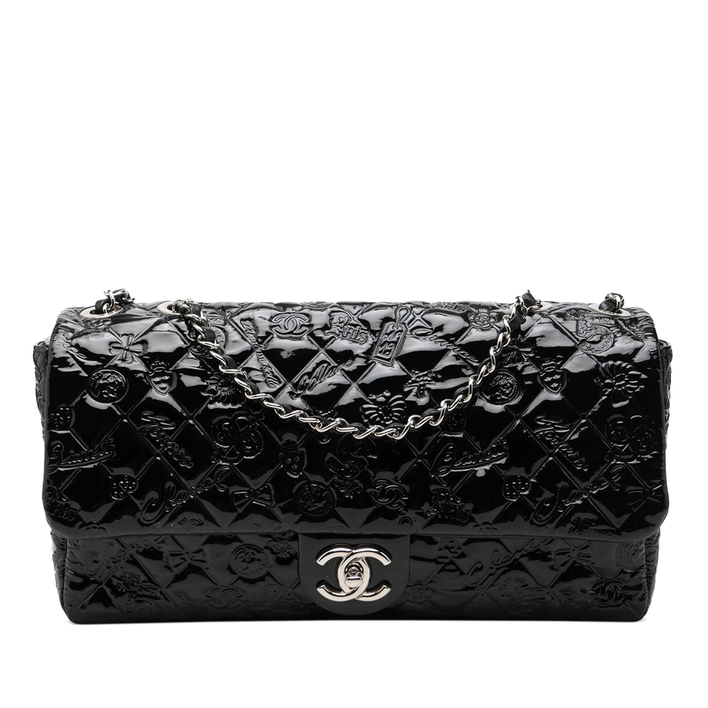 Pre-Loved Chanel Jumbo Patent Embossed Lucky Symbols Flap